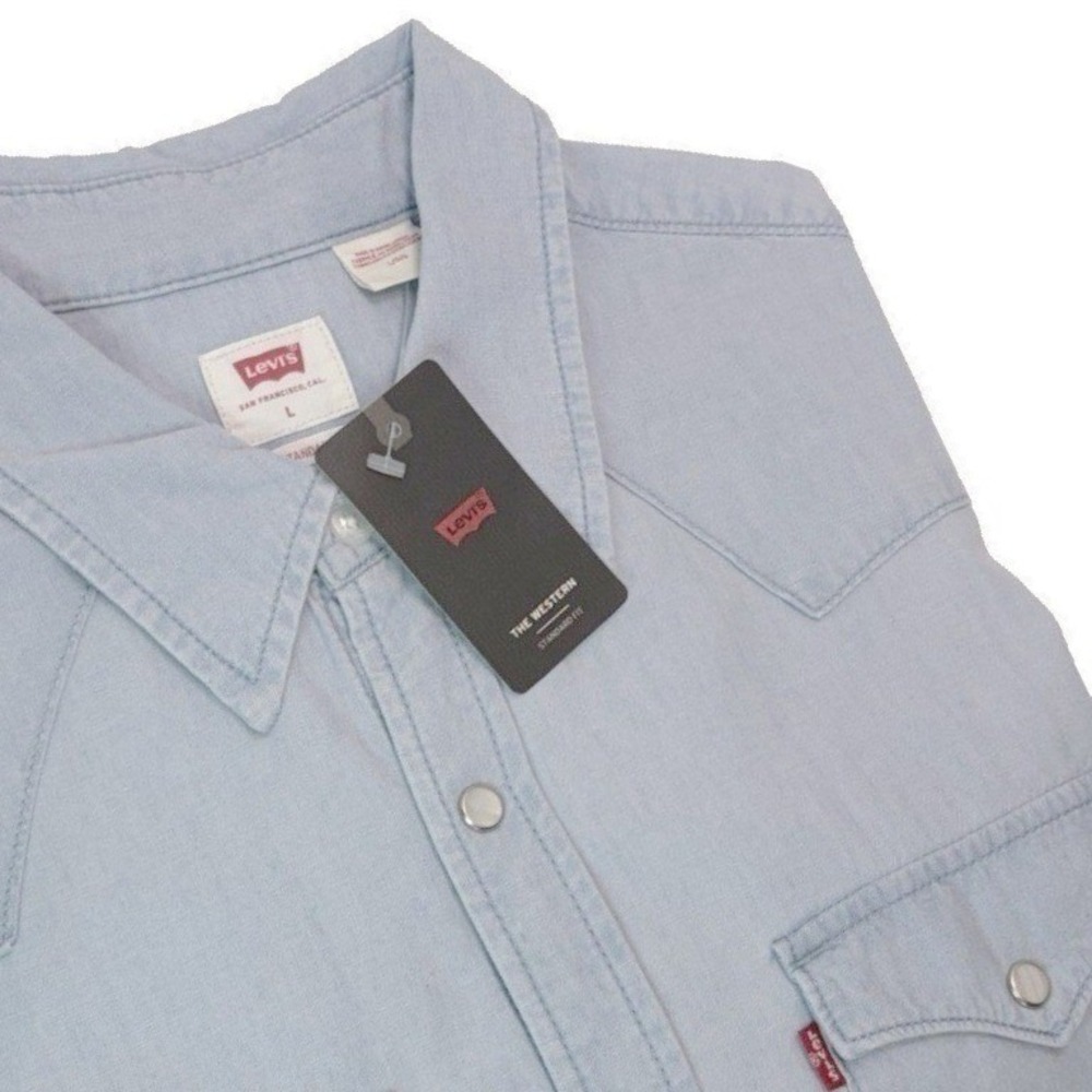Levis The Western Shirt Mens L Pearl Snap Long Sleeve‎ Standard Fit Cotton